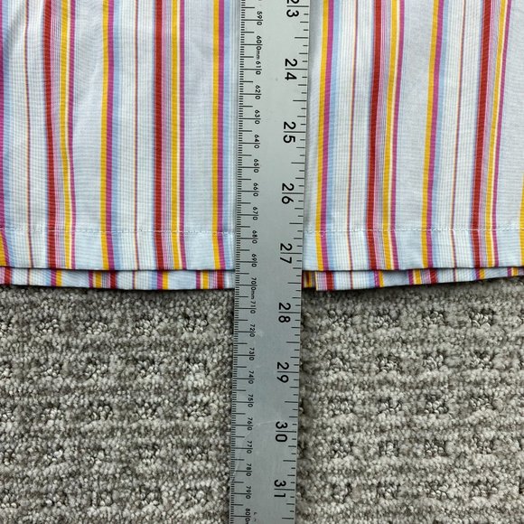 Ted Baker London Shirt Women Size 5 White Pink Orange Stripe Button Up Loose Fit - Picture 10 of 10